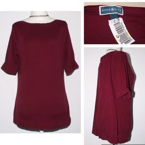 🌺 Karen Scott Boat Neck Basic Tee Shirt Top